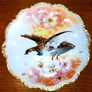 French Limoges Handpainted Coronet Cabinet Plate